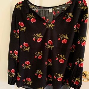 Black blouse with roses
